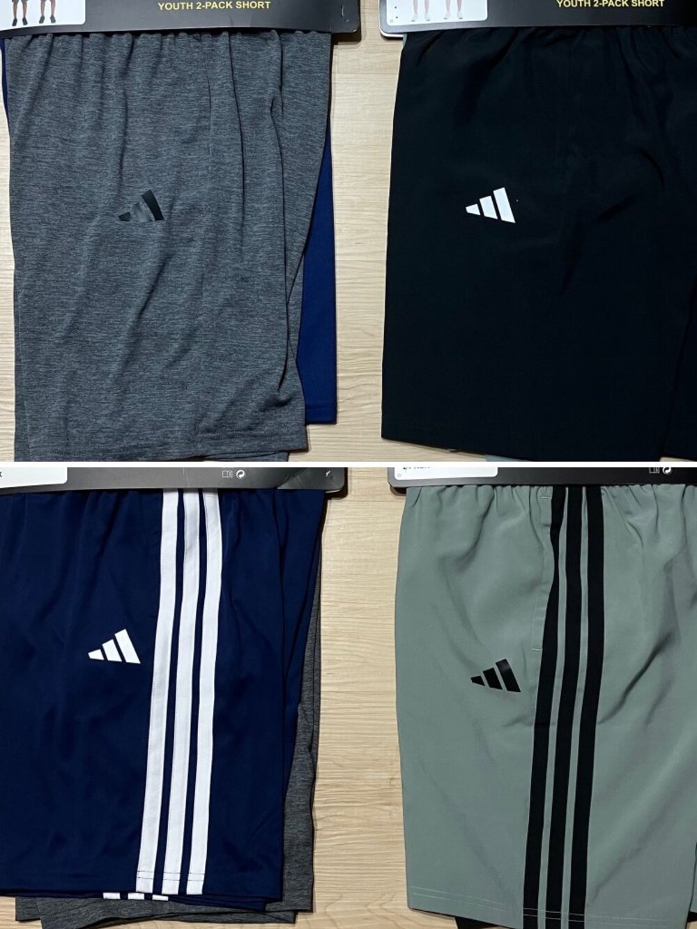2 NWT adidas Youth Active Shorts 2 pk